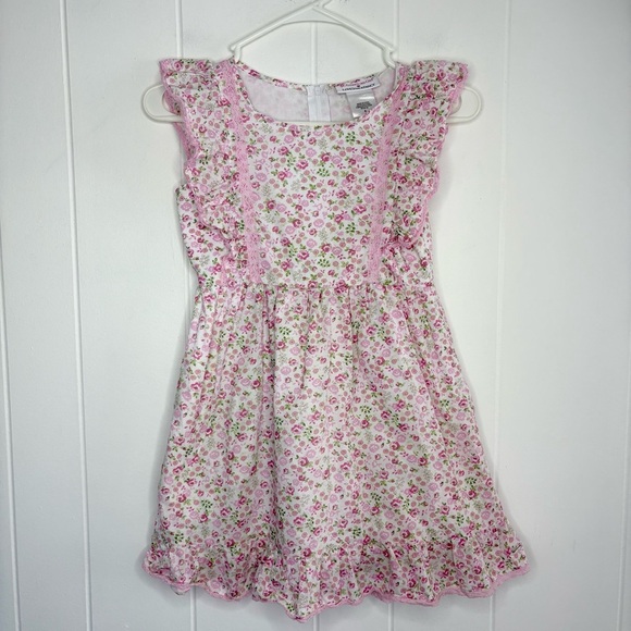 American Girl x LoveShackFancy Floral Flutter Day Dress Girl’s Size 8 Bow Pink - Picture 3 of 8